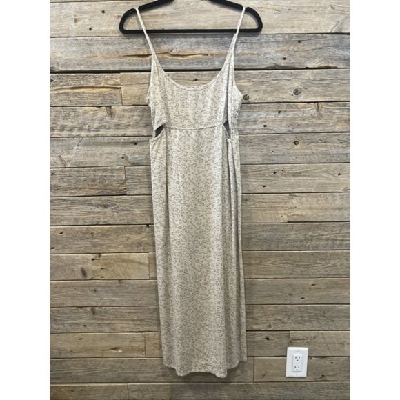 Volcom Women's Cha Ching Toanl Leopard Print Midi Dress Size Medium Beige - Picture 1 of 10